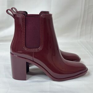 Jeffrey Campbell Burgundy Glossy Chelsea Rain Boots